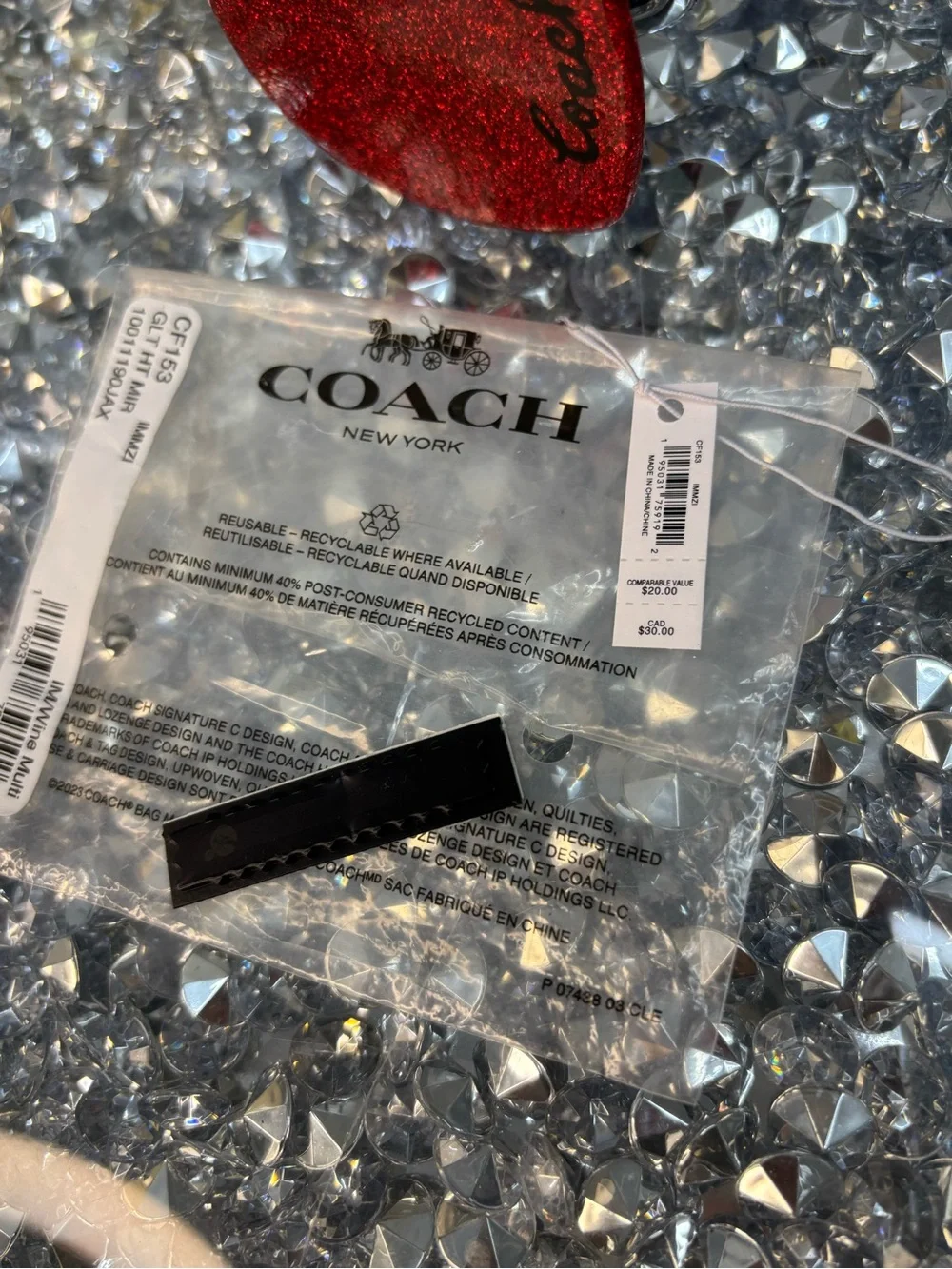 COACH Heart-Shaped Glitter Compact Mirror - Red